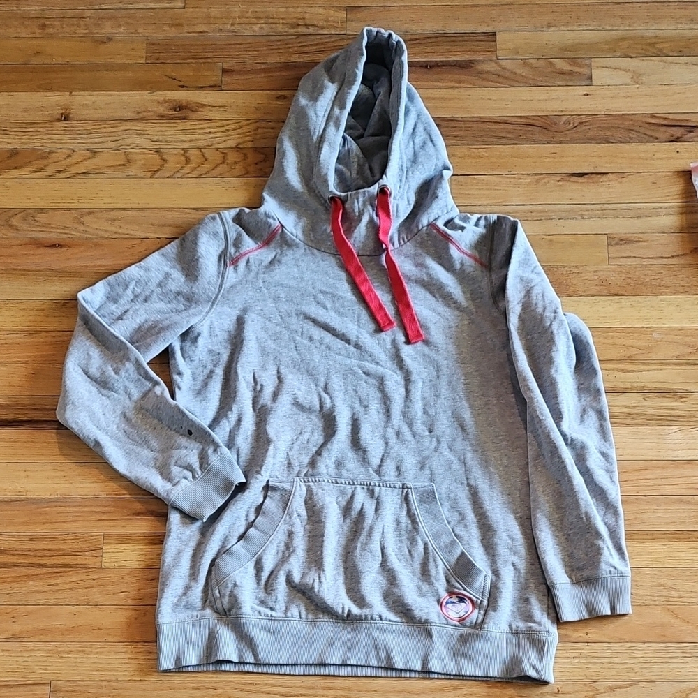Roxy Heather Gray Hoodie with Red Trim